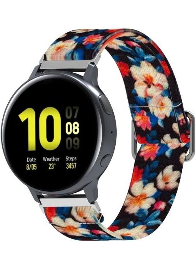 Loquat Adjustable Elastic Printing Replacement Watchband 20mm For Samsung Galaxy Watch Active2 / Active Rhododendron - Image 3