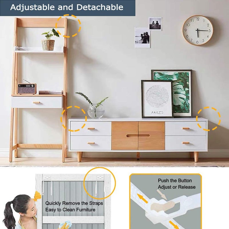 Vobulafy Vobulafy Furniture Straps (10packs), Baby Proofing Anti-Tip Furniture Anchor Straps kit, Falling Furniture Prevention Device, Safety Furniture Wall Anchors for Baby Proofing & Pet Protecting,White  - Image 2