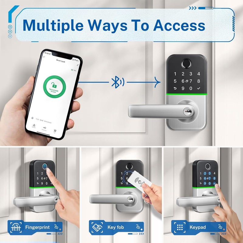 KUCACCI Keypad Smart Door Lock with Handle: Keyless Entry Door Lock - Smart Lock for Front Door - Electronic Door Lock with Keypad for Exterior Door - Deadbolt Lever Alternative - Easy Installation - Image 2