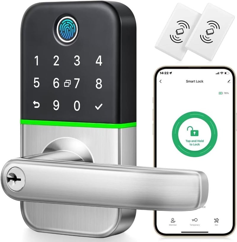 KUCACCI Keypad Smart Door Lock with Handle: Keyless Entry Door Lock - Smart Lock for Front Door - Electronic Door Lock with Keypad for Exterior Door - Deadbolt Lever Alternative - Easy Installation - Image 1