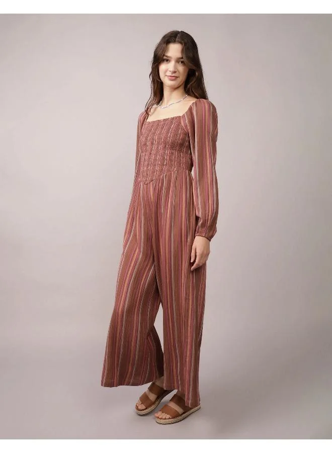امريكان ايجل AE Puff Sleeve Smocked Jumpsuit
