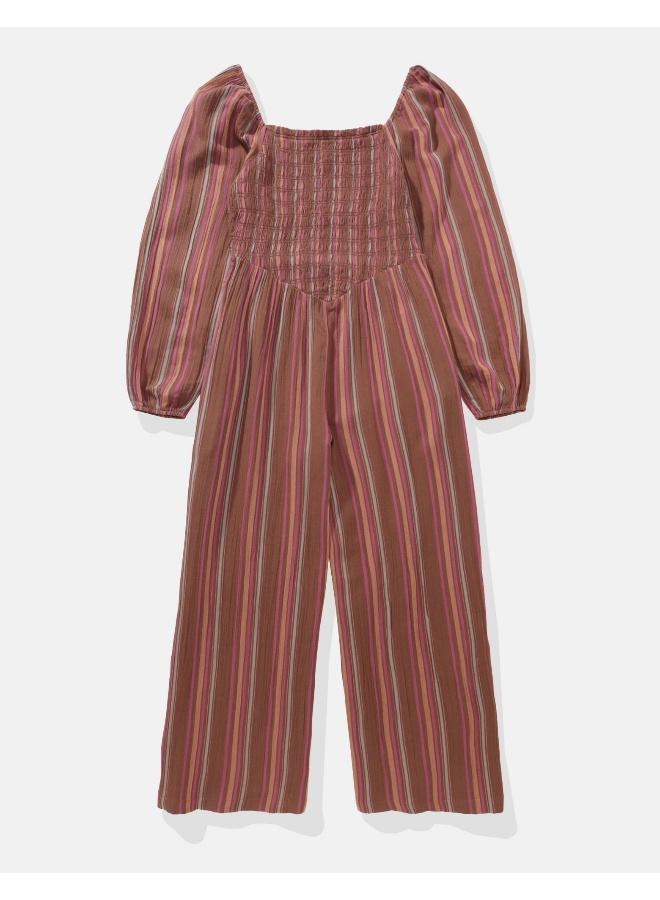 American Eagle AE Puff Sleeve Smocked Jumpsuit - Image 3