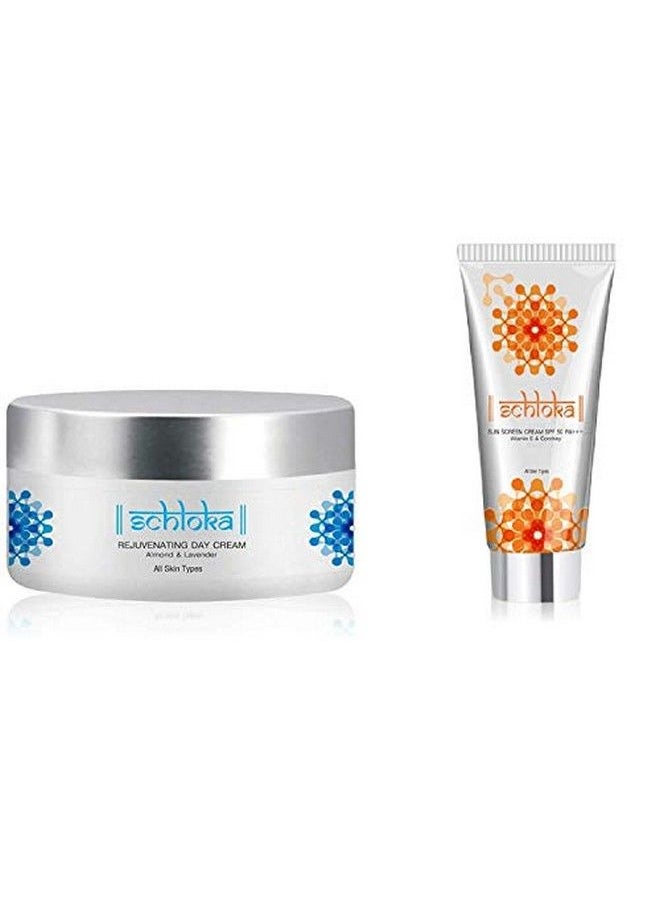 Schloka Rejuvenating Day Cream For Glowing Charming Skin 50 Ml + Schloka Sunscreen Cream Spf 50 Pa+++ With Vitamin E And Comfrey 60Ml (Combo Pack)