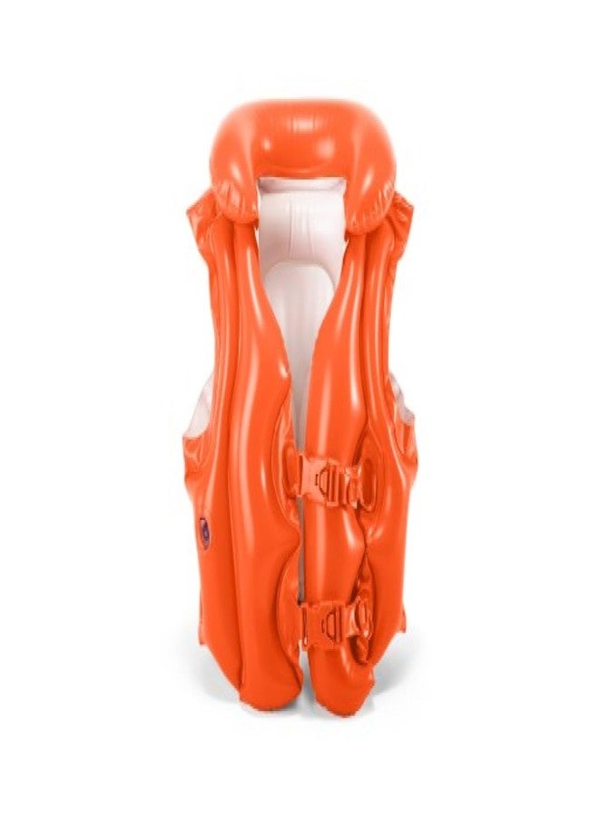VWretails Inflatable Swim Vest for Kids - Adjustable Safety Jacket with Dual Buckles for Pool, Beach, and Water Training - Lightweight, Durable & Easy to Inflate - Orange - Image 1