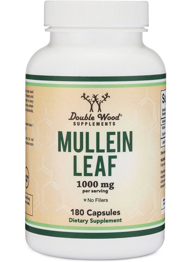 Double Wood Supplements كبسولات أوراق المولين 10,000 ملغ، 180 كبسولة آمنة للنباتيين بدون مواد حشو لصحة الرئتين والجهاز التنفسي من دابل وود - Image 5
