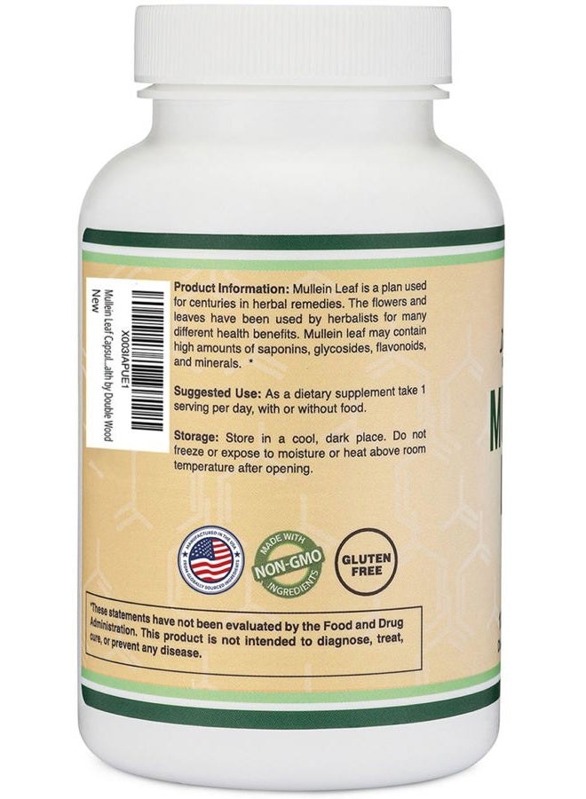 Double Wood Supplements كبسولات أوراق المولين 10,000 ملغ، 180 كبسولة آمنة للنباتيين بدون مواد حشو لصحة الرئتين والجهاز التنفسي من دابل وود - Image 3