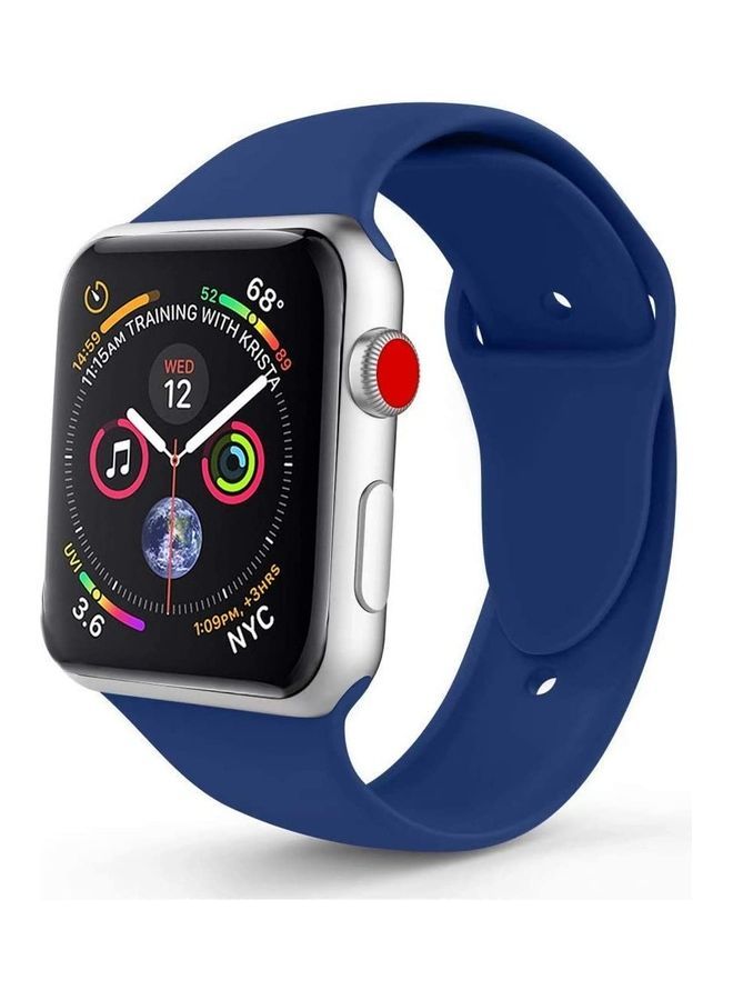 NIBEMINENT Replacement Silicone Strap For Apple Smartwatch 42-44mm Dark Blue