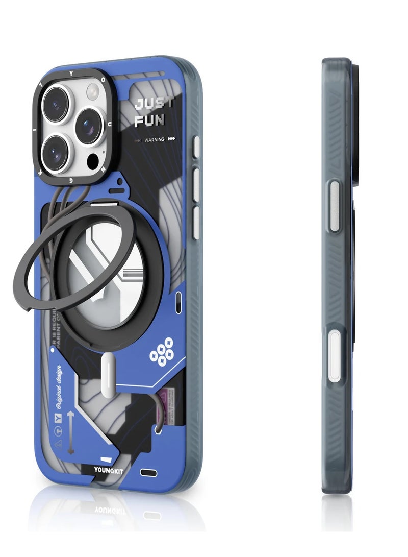 YOUNG KIT Cyberpunk 360° Rotation Ring Stand Case For iPhone 16 Pro - Image 2