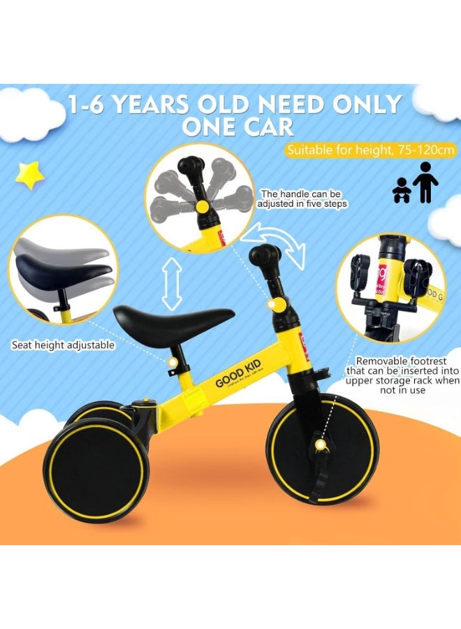 ELTRAZONE 4-in-1 Kids Balance Bike & Tricycle for 1-4 Years | Toddler Ride-On Toy with Adjustable Seat & Pedals | Indoor Outdoor Baby Trike for Boys & Girls | Perfect First Birthday Gift (Yellow) - Image 4