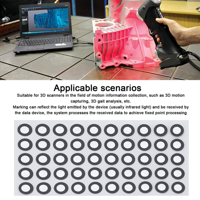High Reflection Strong Adhesive 6mm ID 10mm OD Reflective Tracking Dots for 3D Motion Gait Analysis - Image 4