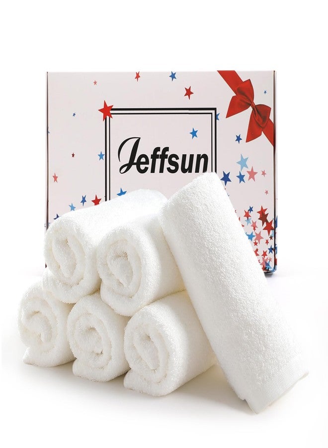 JEFFSUN Face Towels 6 Pack, 13x13 inch Extra Large White Wash Cloths on Sensitive Skin, Super Soft and Skin Friendly Bath Washcloths for Face and Body, Easy to Clean Quick Dry Facial Cleansing Cloths - Image 1