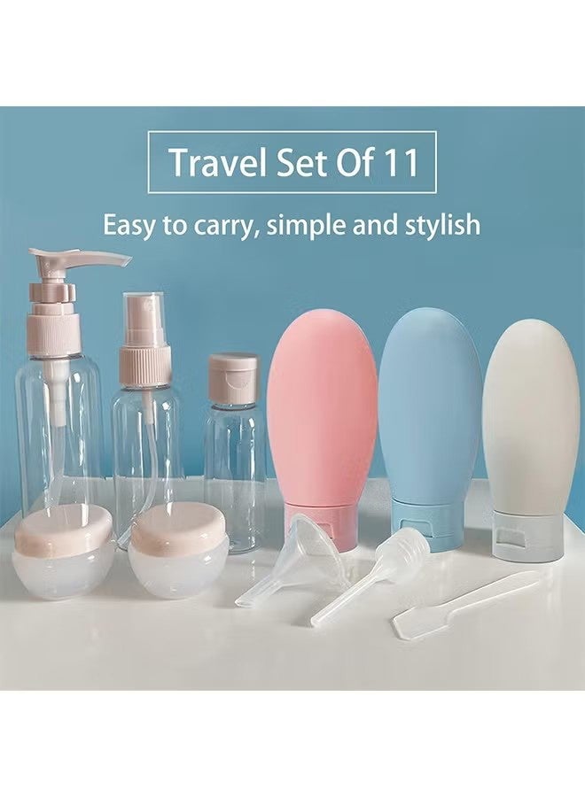 واي جيه زجاجات السفر للمراحيض 11 دليل تسرب PCS، حاويات فارغة سائلة قابلة للضغط قابلة لإعادة الملء حاويات السفر مع كيس (خالية من BPA) - Image 3