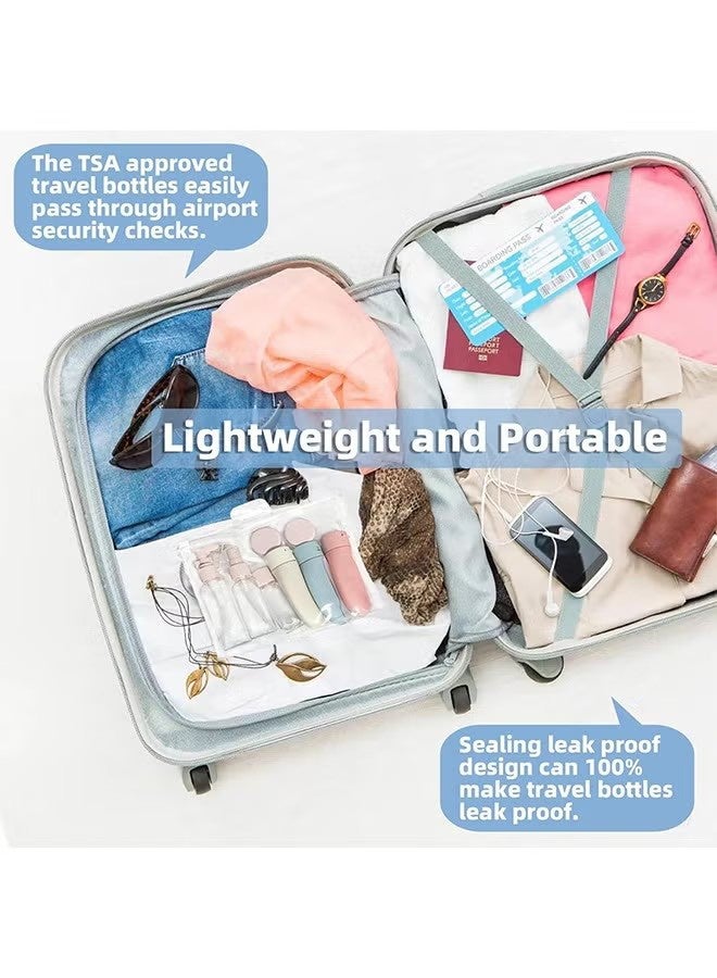 واي جيه زجاجات السفر للمراحيض 11 دليل تسرب PCS، حاويات فارغة سائلة قابلة للضغط قابلة لإعادة الملء حاويات السفر مع كيس (خالية من BPA) - Image 5