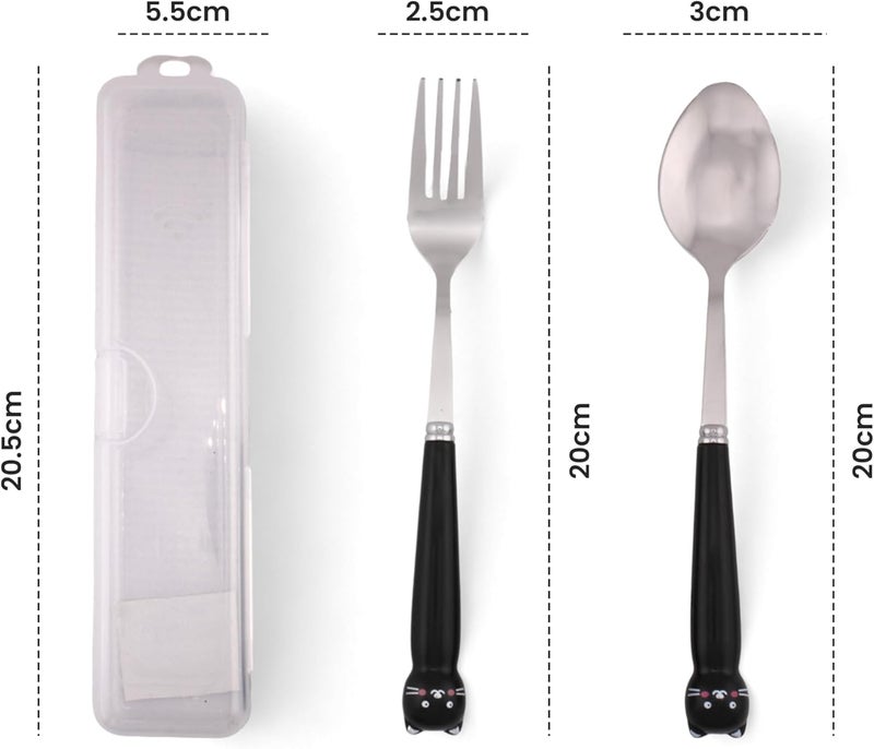 BrainGiggles 4-Piece Stainless Steel BPA Free Kids Cutlery Set with Case – Includes Spoon, Fork and Case for Lunch Box, Picnic and Travel | Children Tableware with Portable Case (Black) - Image 4