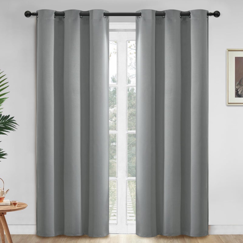 Yakamok Yakamok Dove Grey Room Darking 84 Inch Length 2 Panel Sets for Livingroom Dining Room Darkening Thermal Insulated Bay Window Hotel Modern Elegant Black Out Sunblock Curtins/Bedroom 42 x 84 Inches  - Image 1