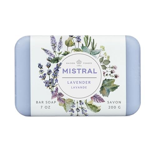 Mistral Classic French Bar Soap, Lavender, 7 oz - Triple-Milled Luxury Natural Soap with Organic Shea Butter & Olive Oil | Long-Lasting Moisturizing Body Soaps for Women & Men (Pack of 2) - Image 1