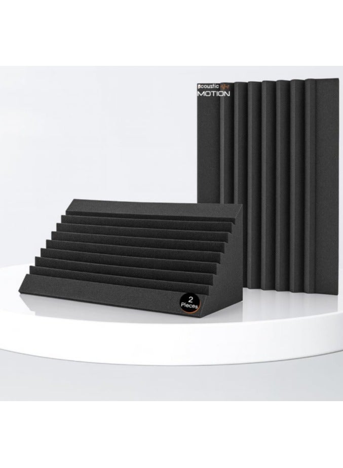 Acoustic Motion 2-Pack Large corner Bass Traps 30x30x60 cm WEDGE design,Soundproof Foam for Home Studio and Recording Insulation - Low to High Frequency Sound Absorbing Foam for heavy BASS treatment - Image 1