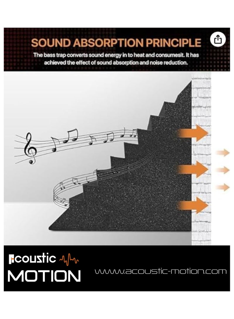 Acoustic Motion 2-Pack Large corner Bass Traps 30x30x60 cm WEDGE design,Soundproof Foam for Home Studio and Recording Insulation - Low to High Frequency Sound Absorbing Foam for heavy BASS treatment - Image 3