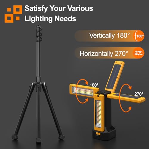 iodoo 13200mAh Rechargeable Solar Work Light, IPX4 Waterproof with Folding Stand Support and Portable Carrying Bag, 8000 Lumen Stepless Dimmable, 4 Lighting Modes, White/Warm/Warm White (Remote) - Image 5