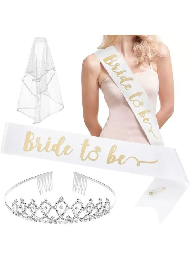 JAYATO 6 piece set Single lady Party Decoration Set Bridal Belt and Veil Bridal Headgear Gloves Crown Bracelet - Image 3