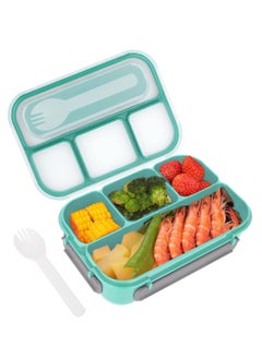 ROEIEIS Bento Lunch Box for Kids & Adults, Lunch box Containers with Tablewares for Boys & Girls, Leakproof, Microwave, Dishwasher, Freezer Safe, Bpa-Free, Green  - Image 1
