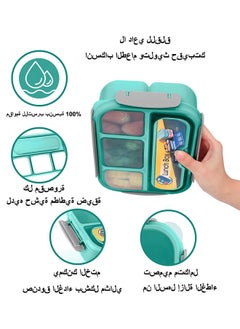 ROEIEIS Bento Lunch Box for Kids & Adults, Lunch box Containers with Tablewares for Boys & Girls, Leakproof, Microwave, Dishwasher, Freezer Safe, Bpa-Free, Green  - Image 4
