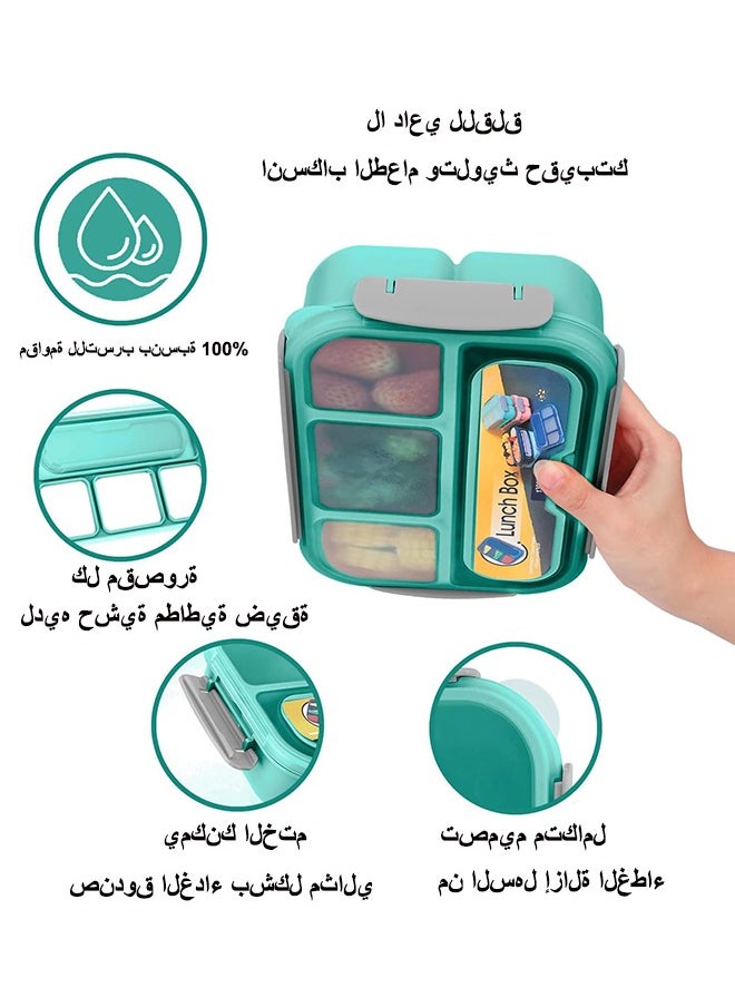 ROEIEIS Bento Lunch Box for Kids & Adults, Lunch box Containers with Tablewares for Boys & Girls, Leakproof, Microwave, Dishwasher, Freezer Safe, Bpa-Free, Green  - Image 4