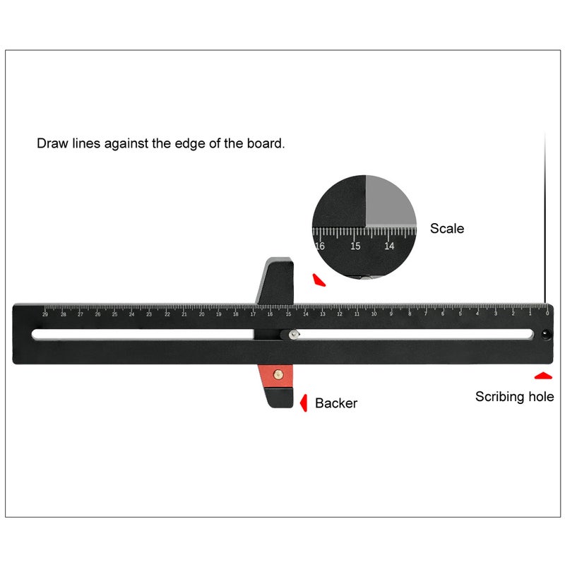290mm Aluminum Alloy Woodworking Circular Drawing Ruler Multifunctional Carpenter Measurement Tool Scribe Gauges Drawing Circle Tool - Image 4