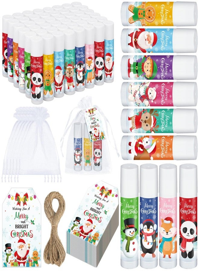 Dunzy 50 Pack Christmas Lip Balms Bulk Party Favors Gifts Xmas Stocking Stuffers Supplies Souvenirs Goodies Moisturizing Lip Care Small Thank You Appreciation Gifts for Guest Boys Girls (Santa Style - Image 1