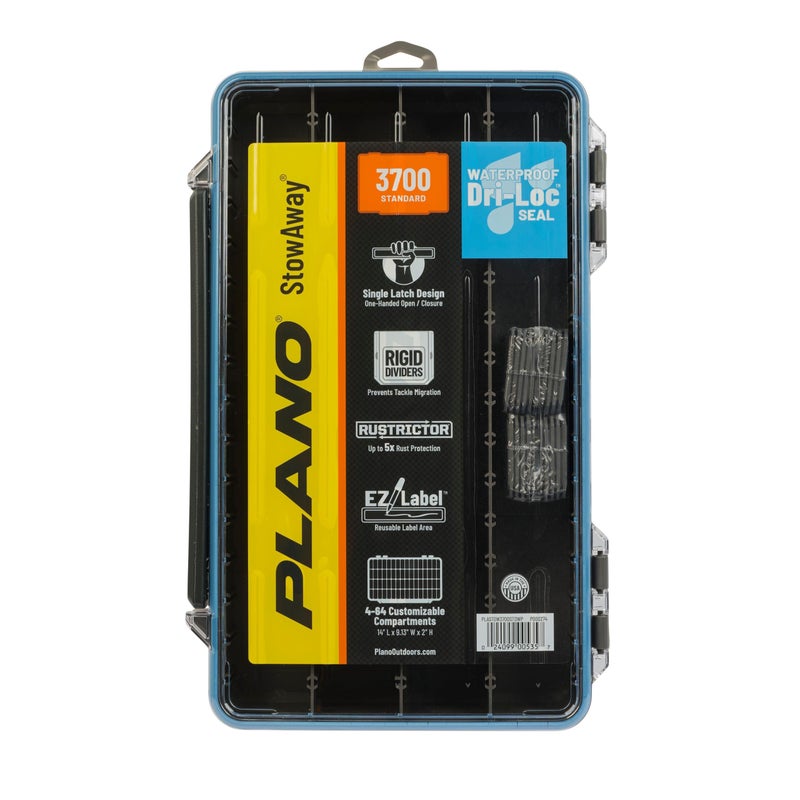 Plano StowAway 3700 Waterproof Stow Tackle Box, IPX7 Waterproof, with Rustricor, Single Latch Design, Transparent DuraView Lid, Stackable Storage for Fishing Bait, Lures and Gear - Image 4