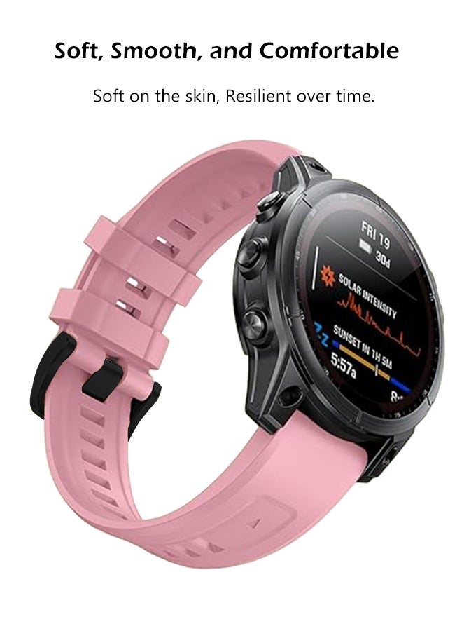 سوار ساعة سيليكون 22 مم متوافق مع Garmin Fenix ​​7 | Fenix ​​6 | Fenix ​​5 | 6 Pro | 5 Plus | Approach S60 | Forerunner 945 Smartwatch Strap، حزام ساعة 22 مم (وردي) - Image 4