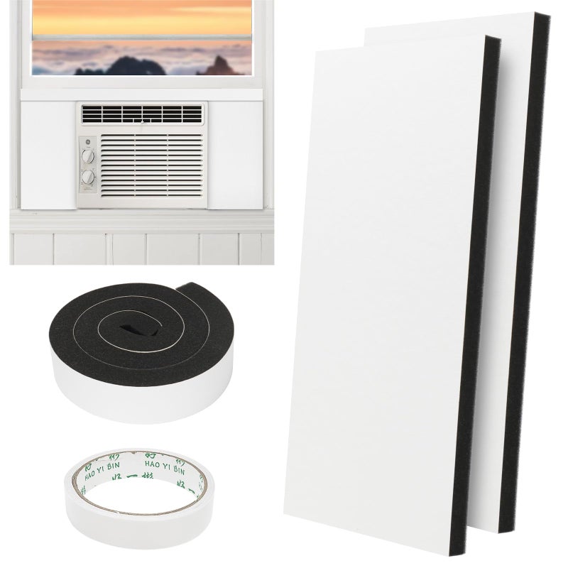 BEWAVE Window Air Conditioner Insulation Foam Panels AC Side Surround Panels Kit with Top Seal Strip for AC Unit Indoor 2 Pack - Image 2