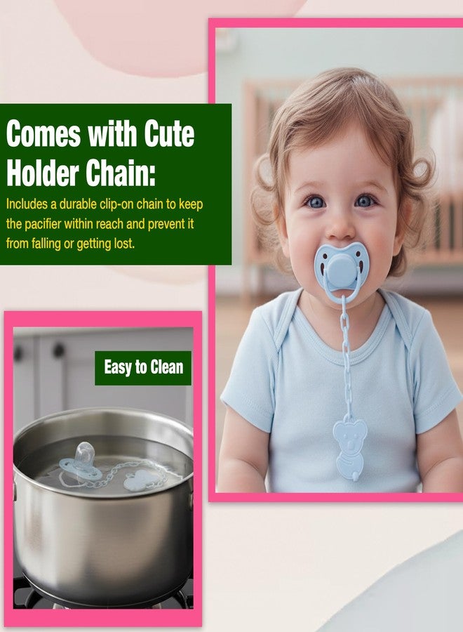Safe-O-Kid®- BPA-Free Pacifier/Soother with Holder Chain – Non-Toxic, Safe for Babies, Convenient and Durable, Keeps Pacifier Clean, BPA-Free Design (Assorted) - Image 3