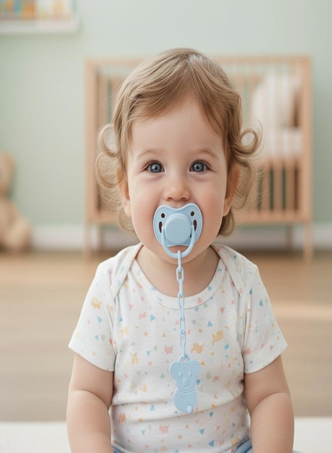 Safe-O-Kid®- BPA-Free Pacifier/Soother with Holder Chain – Non-Toxic, Safe for Babies, Convenient and Durable, Keeps Pacifier Clean, BPA-Free Design (Assorted) - Image 1