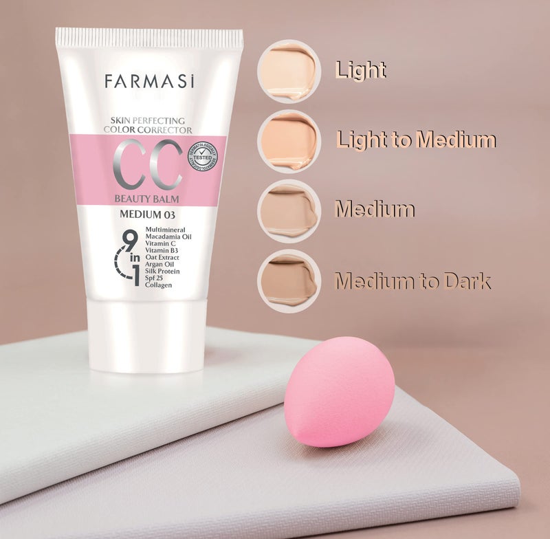 FARMASi CC Color Control Cream, Natural and Flawless Finish, Enriched Formula with Multimineral & Spf 25+, All-Day Hold, All Skin Types, 1.7 fl. oz, Medium - Image 2