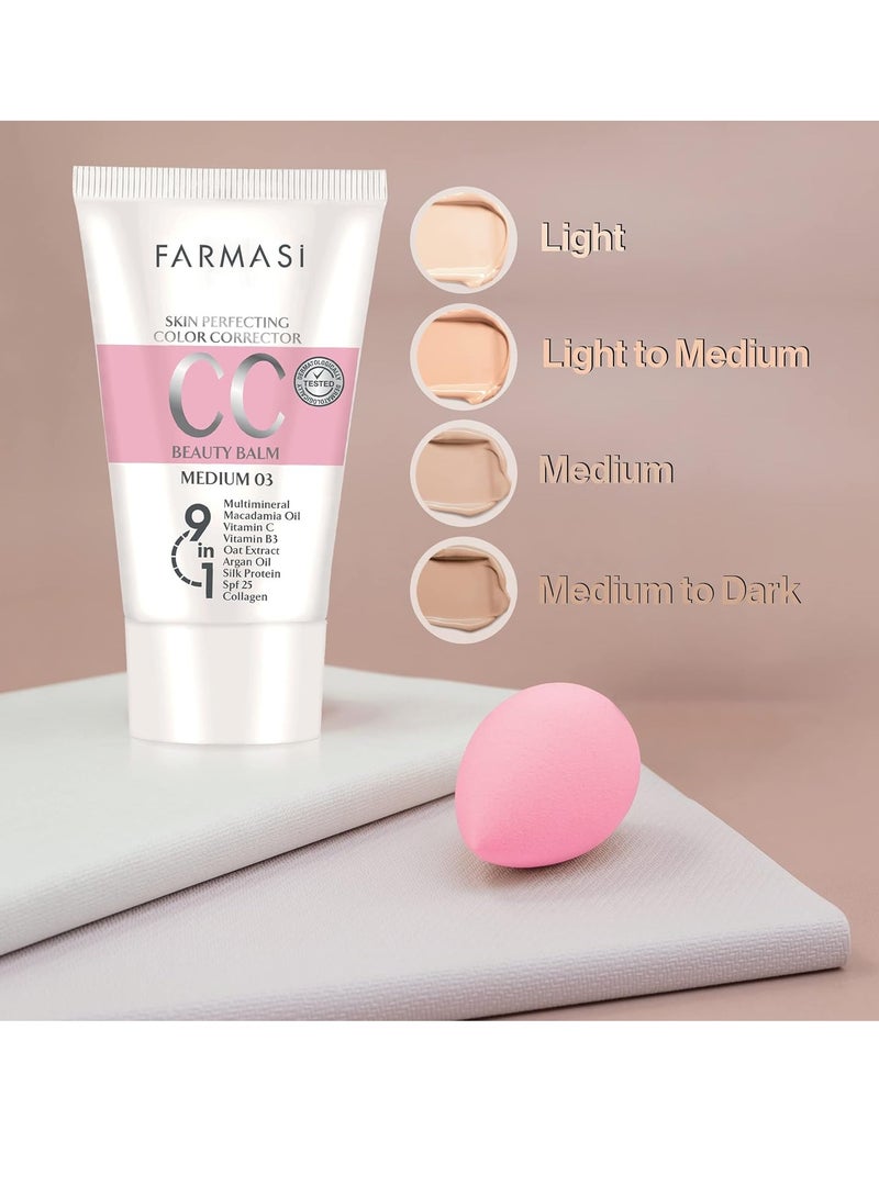 FARMASI FARMASI CC Color Control Cream, Natural and Flawless Finish, Enriched Formula with Multimineral & Spf 25+, All-Day Hold, All Skin Types, 1.7 fl. oz, Medium  - Image 2