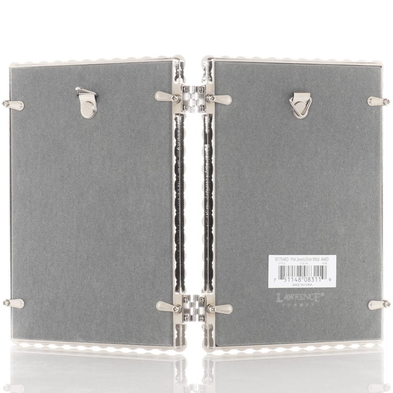 Lawrence Frames 4x6 Silver Metal Sparkle Double Frame - Soft Pink - Image 5