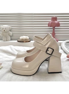 Generic 2025 Platform Heels Round Toe Slip On African Woman Shoe Chunky Sandals Lace-Up Brief Pumps Latest Mary Jane Slip-On White [light version] 