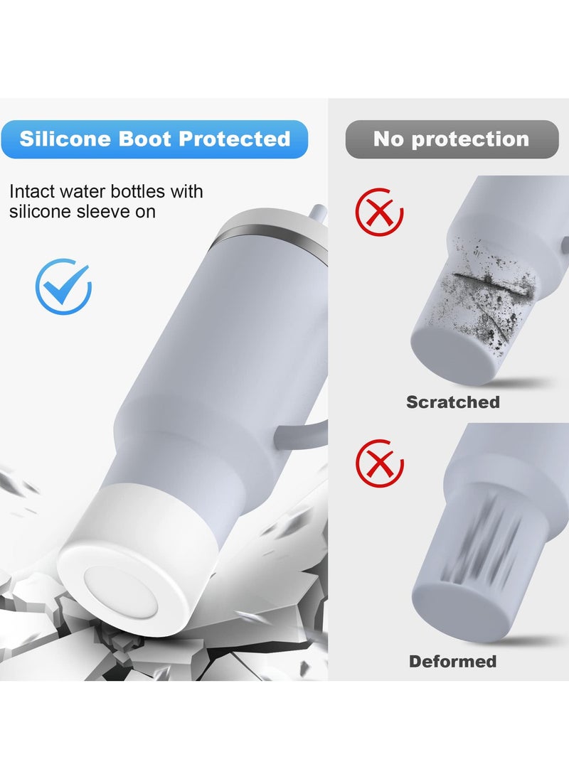 RTYY 2 pack Silicone Boot For Stanley Quencher Tumbler 30 oz 40 oz, Bottom Boot for Stanley IceFlow Flip 30 20 oz, Protector Sleeve for Water Bottle 12-24oz (White)  - Image 5