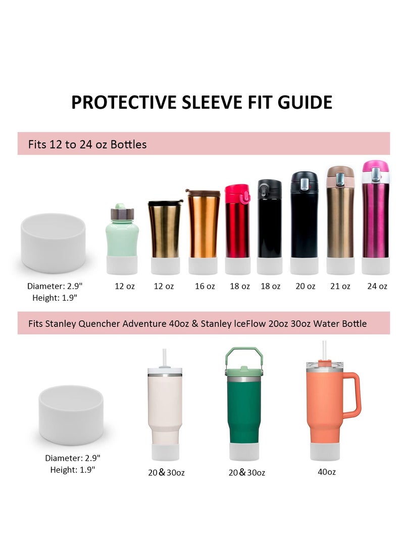 RTYY 2 pack Silicone Boot For Stanley Quencher Tumbler 30 oz 40 oz, Bottom Boot for Stanley IceFlow Flip 30 20 oz, Protector Sleeve for Water Bottle 12-24oz (White)  - Image 4
