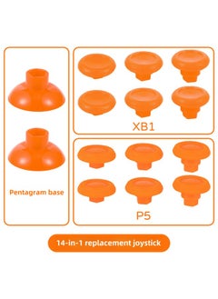 PS5/PS4/XB1/handle 14-in-1 Suit Universal Swing Head Replacement Rocker Button Cap-Product Color:PS5/XB1 Suit/-14 In 1-orange/with Packaging