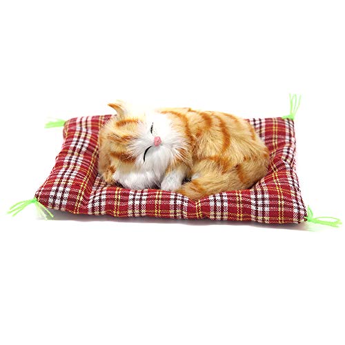 Coolayoung 2Pcs Sleeping Cat on Pad Doll Toy, Cute Mini Kitten on Pad with Meows Sounds Decor Hand Toy Gift for Kids Boys Girls - Image 2