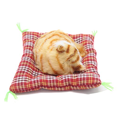 Coolayoung 2Pcs Sleeping Cat on Pad Doll Toy, Cute Mini Kitten on Pad with Meows Sounds Decor Hand Toy Gift for Kids Boys Girls - Image 3