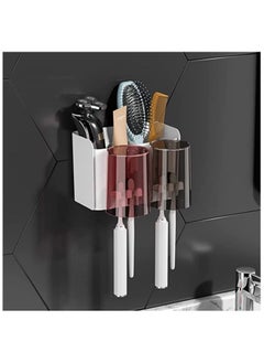 SHOWAY Bathroom Toothbrush Holder 2 cups Wall mount Bathroom Storage Racks Bathroom Accessories (2)  - Image 1