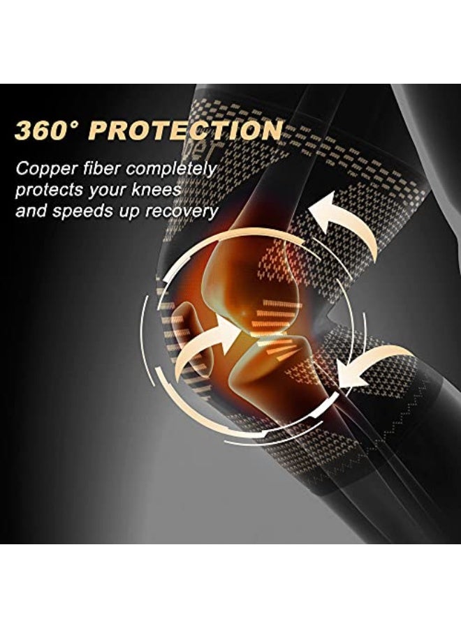 كوبر دعامة الركبة النحاسية للنساء والرجال، عبوة مكونة من اثنين لدعائم الركبة لتخفيف ألم الركبة، كندرة دعم compressibility للألم الناتج عن تمزق الغضروف، وتمزق الرباطACL، وآلام المفاصل. - Image 4