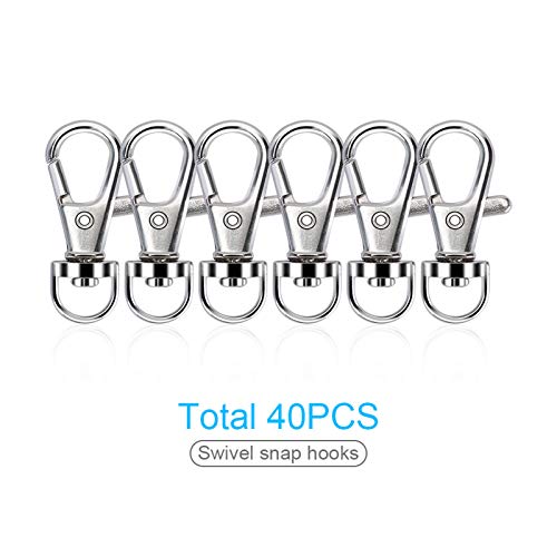 Sucrown 160PCS Keychain Making kit - 40PCS Swivel Lobster Clasp, 40PCS Key Rings with Chain, 40pcs Jump Rings and 40pcs Screw Eye Pins for Keychain Lanyard, Crafts and Jewelry Making - Image 2