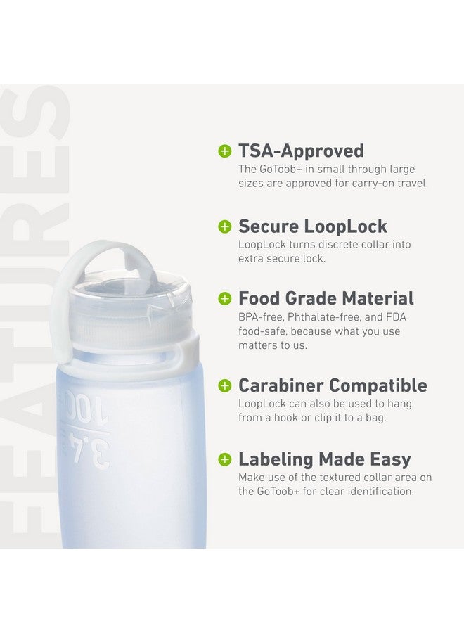 humangear GoToob+ 3-Pack (Small) | Refillable Silicone Travel Bottle | Locking Lid | Food-Safe Material, Clear/Green/Blue, Small (1.7 fl.oz; 53ml) - Image 4