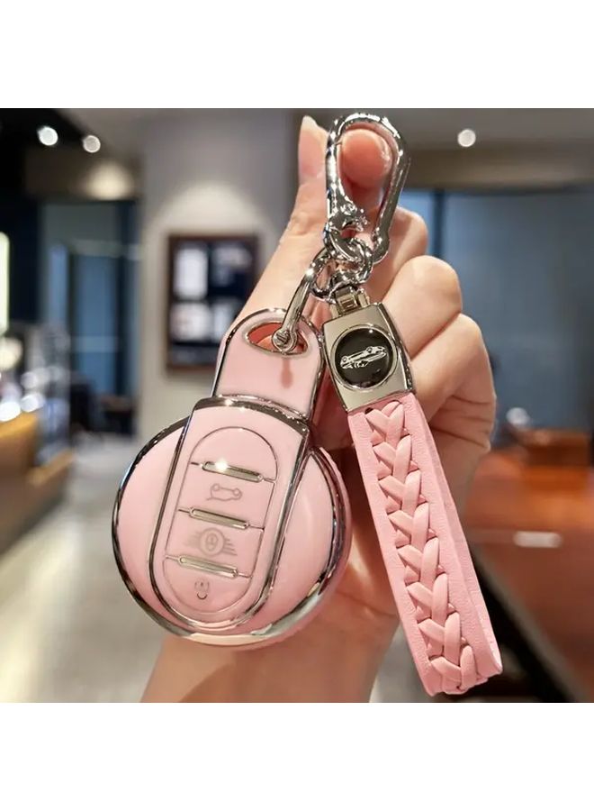 Pink Car Key Case Cover Remote Fob Holder Shell For Mini Cooper Clubman Countryman - Image 1