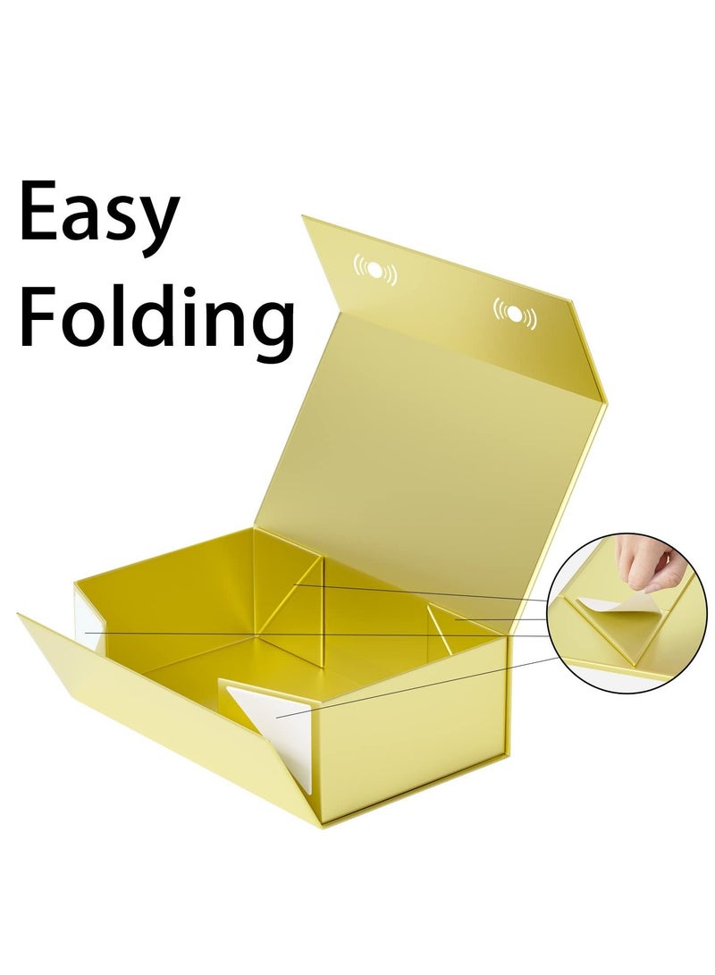 Gold Gift Box with Lid Gift Box ( 30.4 x 15.2 x 10.2 cm), Rectangular Foldable,Suitable for Bridesmaid Proposal Box,Wedding,Ramadan, Christmas,Halloween, Birthday Gift Packaging - Image 5