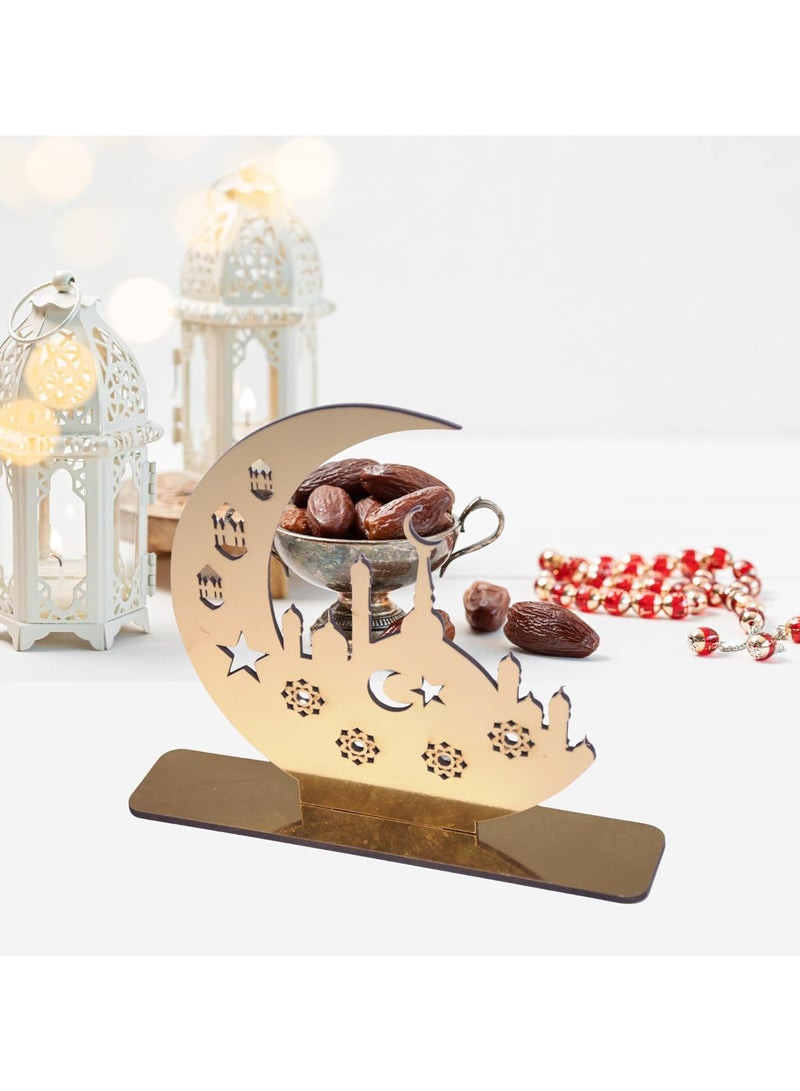 إي وورلد مجموعة من 2 أوسمة خشبية ذهبية، أنيقة كزخارف رمضانية وعيد مبارك للمنزل، للاحتفال بالعيد وتقديم الهدايا للأطفال. - Image 5